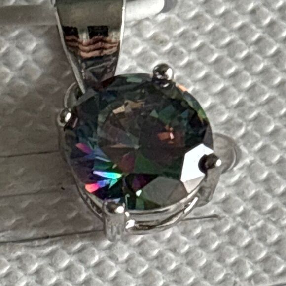 925 sterling silver Mystic Topaz Ring earring pendant set Sz 7 solitaire post - Picture 9 of 11